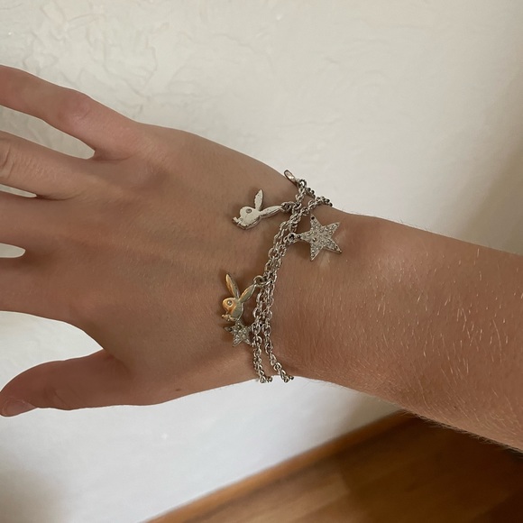 Vintage 1958 Playboy Bunny Star Bracelet Silver Rhinestones - Picture 6 of 8